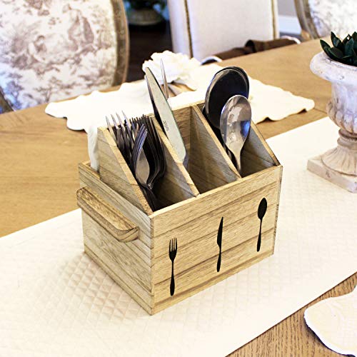 Rustic Elegant Wooden Flatware Organizer Caddy, Oa... (Oak | Wood)