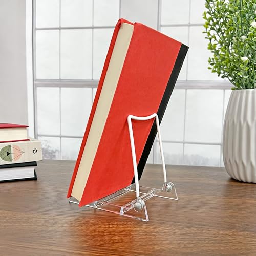 GIBSON HOLDERS 3PL Adjustable White Wire and Clear Acrylic Display Easel, 3.875" W x 5.375" D x 5.25" H, Pack of 6