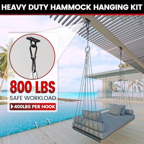 304 Stainless Steel Pad Eye Snap Hook, M6 Ceiling Hook 800Lb,8Pcs | Hanging Kit with Screws for Hammock Chair Swing, Yoga Gym Equipment, Sun Shade Sail, Plant Hangers & Marine Boat Hardware