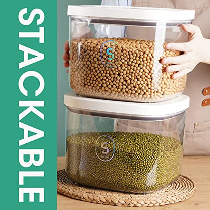 Airtight Rice Container 10 Lbs, Clear Plastic Food Storage Container Bin For Flour Sugar, Dry Food Holder with Easy Locking Lid for Kitchen Pantry Organization and Storage