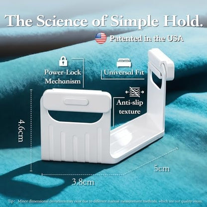 The Original Patented Fitted Sheet Holders - 4 Bed Sheet Grippers 10 Sheet Locks (8 + 2 Spares) Bed Sheet Holders For Corners, Clips, No Metal Corner Sheet Grippers Easily Say Goodbye To Loose Sheets