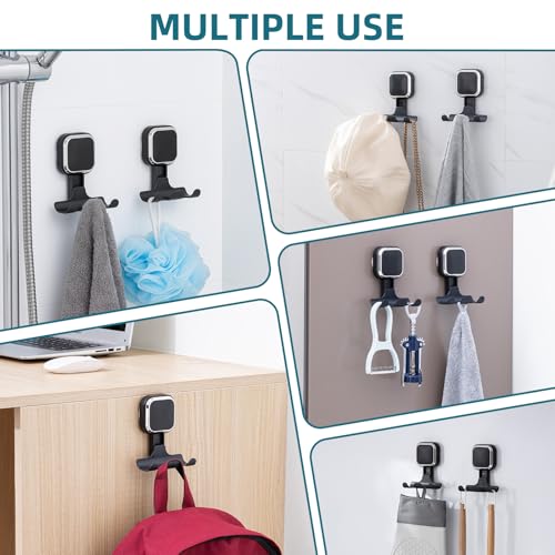 TAILI Suction Cup Razor Holder for Shower Wall 2 Pack, Versatile Suction Cup Hooks for Razor, Towel, Loofah, Squeegee, Cell Phone, Removable Damage-Free Hanging Shower Hook, Shaver Holder, Black