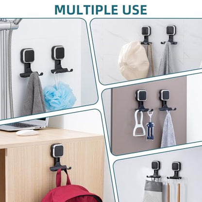 TAILI Suction Cup Razor Holder for Shower Wall 2 Pack, Versatile Suction Cup Hooks for Razor, Towel, Loofah, Squeegee, Cell Phone, Removable Damage-Free Hanging Shower Hook, Shaver Holder, Black