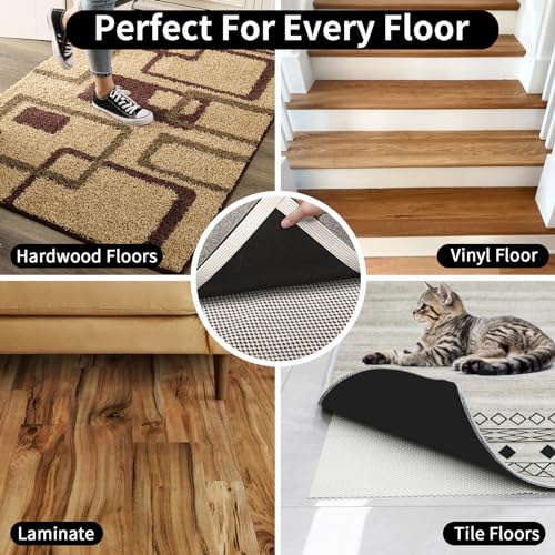 FestiCorp Non Slip Rug Pads 5x7 Ft Non Skid Thick Rug Pad Gripper | Anti-Slip Carpet Rug Mats for Under Area Rugs and Hard Surface Floors Hradwood and Tiles