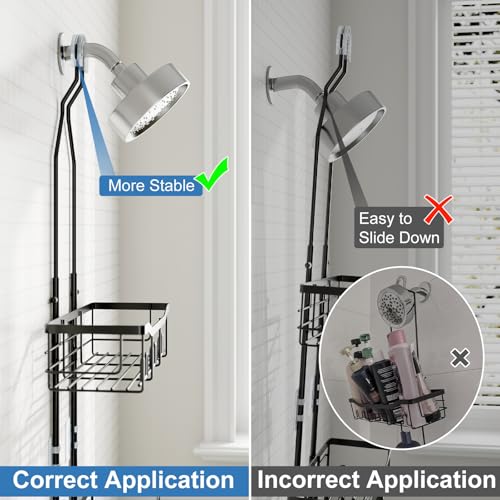 Upgraded Extended Length Shower Organizer with Hooks, Rustproof Shampoo Soap Holder, Large Hanging Bathroom Caddy