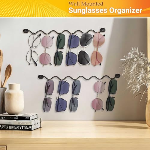 AQAREA Sunglass Organizer Glasses Holder: Modern Metal Sunglass Holder Stand with Space Saving Design for Living Room/Bedroom