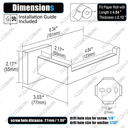 KOKOSIRI Black Toilet Paper Holders Bathroom Toilet Paper Roll Holder SUS304 Stainless Steel Contemporary Wall Mounted, Matte Black, B2003BK
