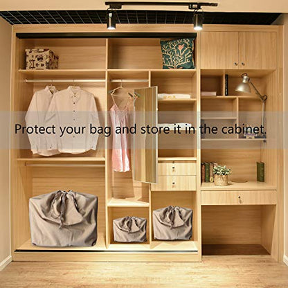 PlasMaller Dust Cover Storage Bags Purified 100% Cotton with Drawstring Pouch For Handbags Purses Pocketbooks Shoes Boots Set of 2 (16.5 x 13 in)