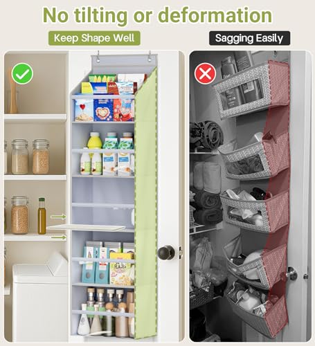 2 Pack Over the Door Organizer, Large Capacity Closet Door Hanging Organizer, Clear Deep Pockets Baby Organizer Storage for Nursery, Bathroom, Bedroom, Pantry, Diapers (Grey)