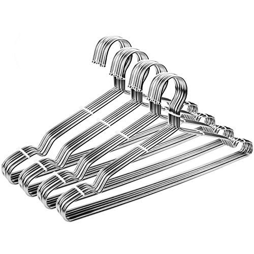 Coat Hangers 40 Pack Clothes Hangers, Seropy Metal Hanger Heavy Duty Wire Hangers with Non Slip Notch, Ultra Thin Stainless Steel Hanger Space Saving Clothing 16.5 Inch