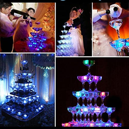 Waterproof Led Ice Cube, 24 Pack Multi Color Flashing Glow in The Dark LED Light Up Ice Cube for Bar Club Drinking Party Wine Wedding Decoration