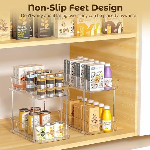 2 Tier Pull-Out Organizer for Bathroom Kitchen, Un... (2 Count | Transparent | PET)