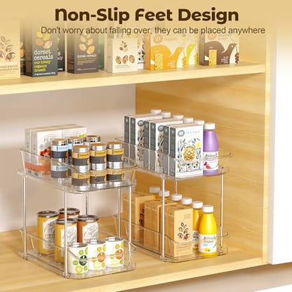 2 Tier Pull-Out Organizer for Bathroom Kitchen, Un... (2 Count | Transparent | PET)