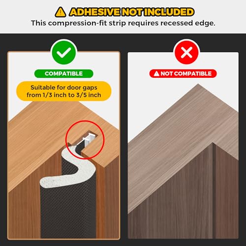 Ravinte Weather Stripping Door Seal, Q-Shaped Kerf Foam Strip, 26 FT, Black | Push-In Door Weather Stripping, No Adhesive, Fits 0.35 to 0.59 Inch Gaps, Door Frame and Jamb Seal, Blocks Drafts and Noise