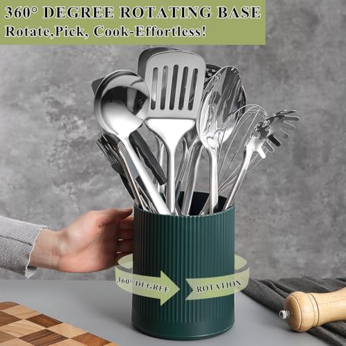 360° Rotating Utensil Holder, 6.3''+4.7'' Plastic... (2.Green)