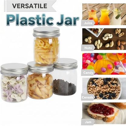 novelinks 8 oz Plastic Mason Jars and Clear Plastic Jars with Lids 8 oz