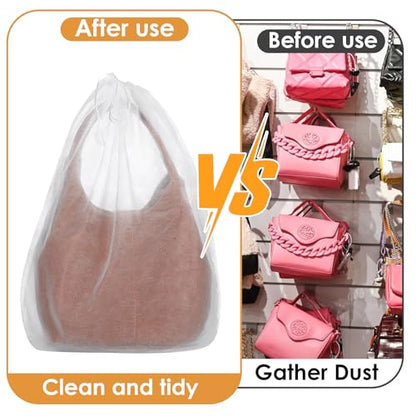 Qianyu 100 PCS Dust Bags for Purses, Handbag Storage Bags Purse Protector with Drawstring Breathable Non-woven Bag Covers Disposable Closet Organizer for Shoe Clothes Travel Home