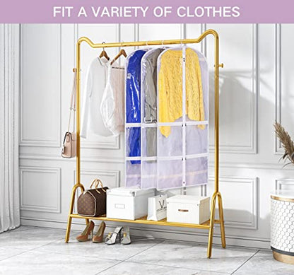 SLEEPING LAMB Clear Garment Bag for Dance Costume Kids 50 Inch Hanging Clothes Cover for Closet Storage With 4 Large Zipper Pockets for Ballet, Theatre, Competitions, 3 Packs, White