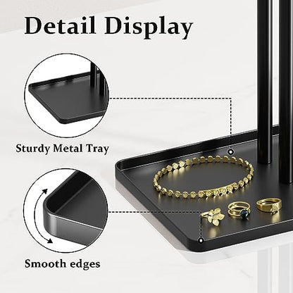 pickpiff Black Jewelry Stand Holder Organizer: 14.5" Sturdy Hanger for 80 Pcs Jewelry, Jewlery Tower for Display Necklace, Earring, Bracelet, Watch