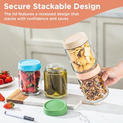 16 Oz Glass Overnight Oats Containers with Lids Chia Pudding Jars
