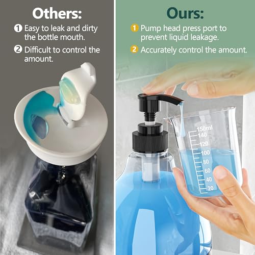 Moforoco 2 Pack Black Liquid Laundry Detergent Dispenser with Bamboo Tray, 64 Oz Plastic Laundry Soap Dispenser, Fabric Softener Dispenser with Pump and Labels for Laundry Room Decor and Organization