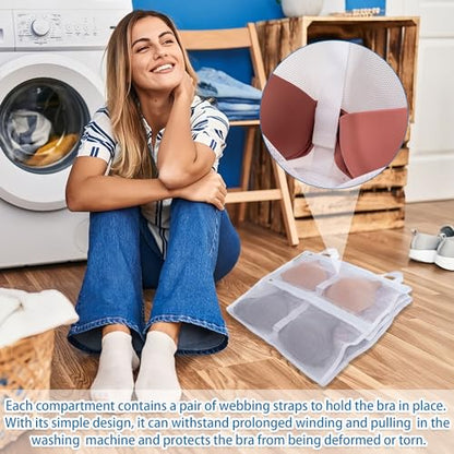Laundry Bra Bag, 2 Pcs Bra Washing Bags, Lingerie Bags for Washing Delicates, Holds 10 D-F Cups Sizes, Underwear Brassiere Washing Bag with Zipper for Laundry Storage