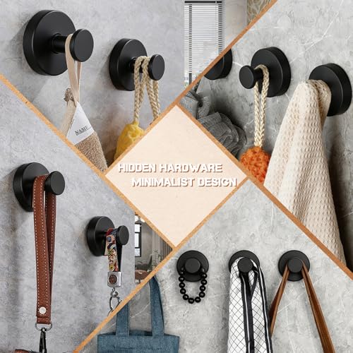 2026 Upgraded Drill-Free Suction Cup Hooks, Stainless Steel Shower Hooks for Bathroom, Glass, Mirror & Wall, Heavy Duty Towel Holder, Removable Waterproof Hooks(2BLACK)