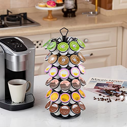 K Cup Storage, Coffee Capsules Pod Holder, 6 Tiers, 54 pods | K Cup Organizer, Spins 360-Degrees, Save Counter Space,Big Capacity for Home, Office
