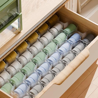 Honeycomb Separator Adjustable Drawer Organizer Divider for Underwear Belt-Scarf Socks Organizer (White(2pcs))