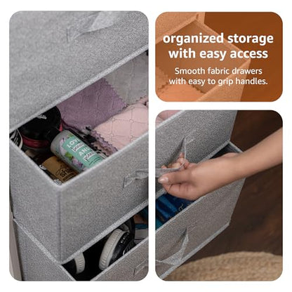 Amazon Basics Fabric 4-Drawer Storage Organizer Unit for Closet, Bedroom, White