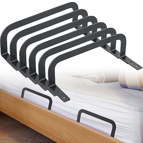 Hicarer 6 Pcs Mattress Slide Stopper Non Slip Mattress Retainer Bar for Adjustable Beds Holder Metal Stabilizers for Wooden Bed Frame to Prevent Sliding Holder in Place Gripper