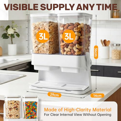 Cereal Dispenser Countertop 2 Pack 3L, 6L Large Dual Control