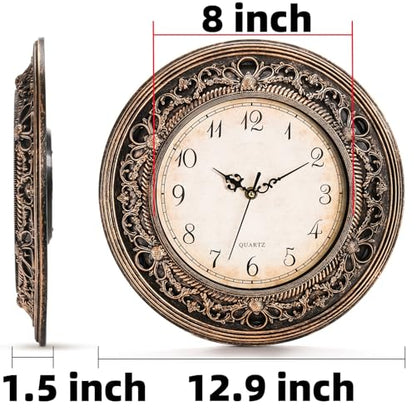 Pumtus Plastic Silent Wall Clock, 13 Inch Vintage Battery Operated Wall Clocks, Large Decorative Round Living Room Clock, Non-Ticking Retro Analog Clocks for Bathroom, Office, Kitchen, School