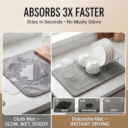 3-Pack Diatomaceous Earth Mat, Large Stone Drying Mat for Kitchen | Nesting Diatomite, Quick Dry, Non Slip, Heat Resistant（15.75"×11.81" & 13.19"×11.81" & 10.75"×11.81"）
