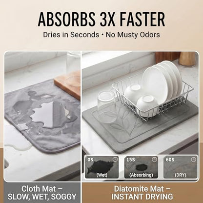 3-Pack Diatomaceous Earth Mat, Large Stone Drying Mat for Kitchen | Nesting Diatomite, Quick Dry, Non Slip, Heat Resistant（15.75"×11.81" & 13.19"×11.81" & 10.75"×11.81"）