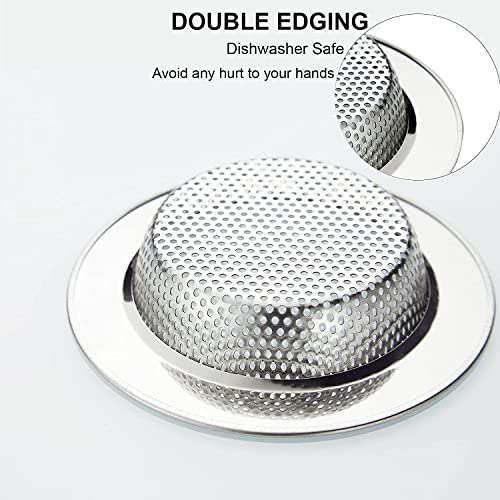 LASSHSWA Kitchen Sink Strainer Stainless Steel, Kitchen Sink Drain Strainer，Sink Strainers for Kitchen Sinks with Large Wide Rim 4.5" Diameter (4 Pack)