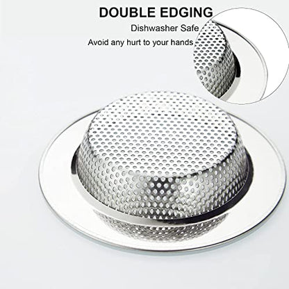 LASSHSWA Kitchen Sink Strainer Stainless Steel, Kitchen Sink Drain Strainer，Sink Strainers for Kitchen Sinks with Large Wide Rim 4.5" Diameter (4 Pack)