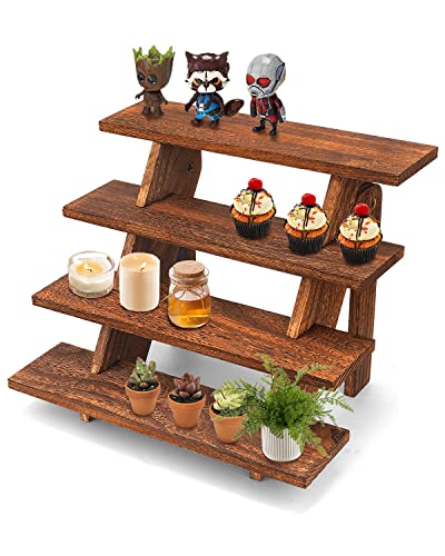Wooden Display Stand Wood Cupcake Stands Tool Free, Rustic Risers for Display Ideal Craft Funko Pop Shelves Table Display Stand for Vendors Wood Riser