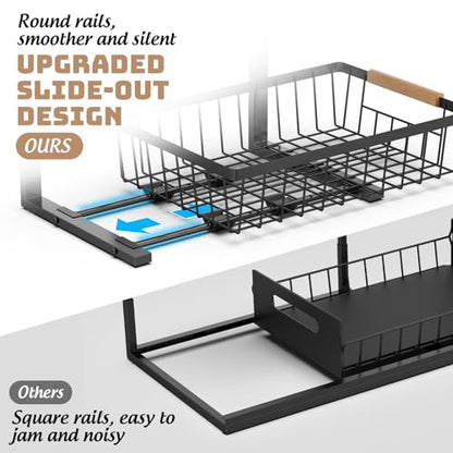 Under Sink Organizer and Storage, Slide Out Under... (Black | Cast Iron)