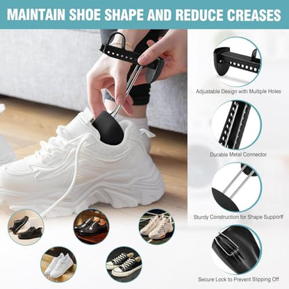 Shoe Washing Machine Bag with Adjustable Shoe Trees for Sneakers | 2 Pack Shoe Laundry Bags for Tennis Shoes, XXL Size, 4 Shoe Trees for Men & Women, Sturdy Zipper Hook, Premium Box Packaging