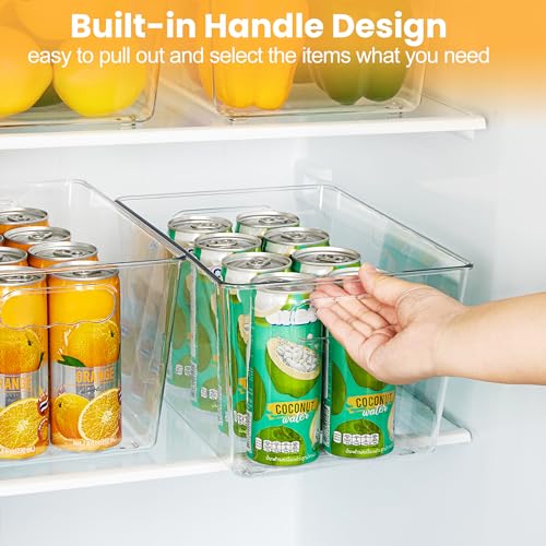 YIHONG 8 Pack Clear Storage Bins, Pantry Organizer Bins with Handle, Large | Plastic Bins, Pantry Storage Containers for Kitchen, Freezer, Cabinet, Closet, Bathroom, Under Sink Organizers and Storage