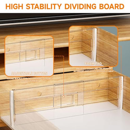 5 Pack 6 Inch Tall Acrylic Drawer Divider for Clothes-Expandable from 12.3-18''-Adjustable Dresser Deep Drawer Dividers for Baby Clothing,Underwear,Clear in Drawer Separators for Kitchen,Office