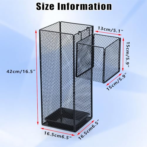 OwnMy Metal Umbrella Holder for Entryway Indoor Umbrella Stand for Entryway | Comes with Small Umbrella Storage Basket and Draining Tray, Modern Umbrella Stand Rack for Home Office Hotel Entrance, 16.5"H