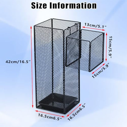 OwnMy Metal Umbrella Holder for Entryway Indoor Umbrella Stand for Entryway | Comes with Small Umbrella Storage Basket and Draining Tray, Modern Umbrella Stand Rack for Home Office Hotel Entrance, 16.5"H