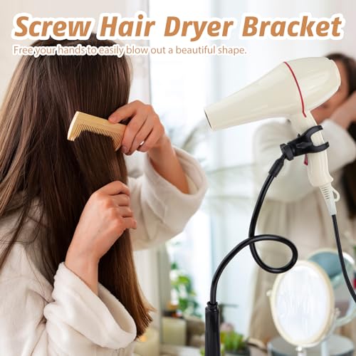 DYNWAVE Dog Hair Dryer Stand, Pet Grooming Table Hair Dryer Holder Hose Tube Holder Hands- Groomers Adjustable Third Arm with Clamp, 360 Degrees Rotatable Hair Dryer Stand for Dog Cat Grooming