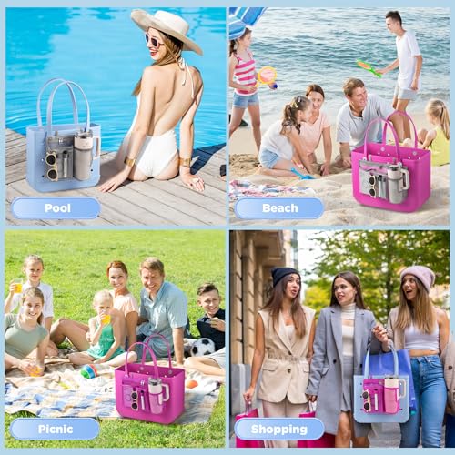 OUTXE Organizer Holder for Bogg Simple Modern Bag Accessories | Cup Phone Holder compatible with Stanley, Storage Mesh Divider Organizing Insert Pouch for XL Bog Beach Rubber Tote Bag, Gray