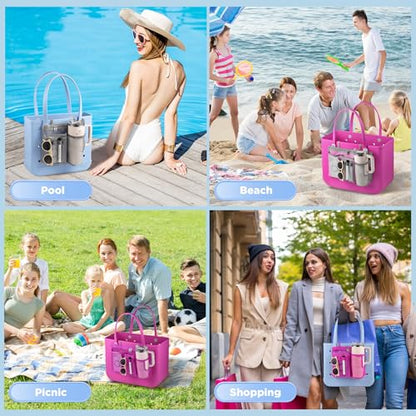 OUTXE Organizer Holder for Bogg Simple Modern Bag Accessories | Cup Phone Holder compatible with Stanley, Storage Mesh Divider Organizing Insert Pouch for XL Bog Beach Rubber Tote Bag, Gray
