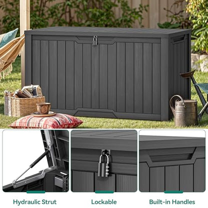 YITAHOME XXL 240 Gallon Large Outdoor Storage Deck Box for Patio Furniture | Outdoor Cushions, Garden Tools and Sports/ Pools Equipment, Weather Resistant Resin, Lockable (Dark Gray)
