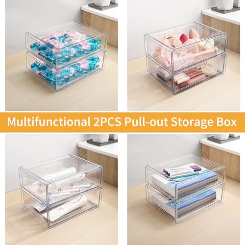 3Pcs Extra Large Laundry Room Organization and Storage, Stackable Storage Drawers, Trash Bag Holder Under Sink, Garbage Bag Dispenser Roll Holder for Vanity, Bathroom,Cabinet,Desk Organization