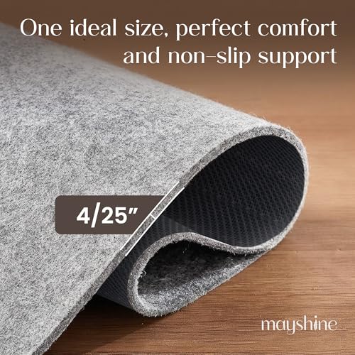 Non Slip Rug Pad 5x7 Feet, 4/25" Thick Felt Cushioned Rubber Rug Gripper Pad for Hardwood, Laminate, Stone, Tile, Wood, Vinyl Floors & Carpet, Anti Skid Under Area Rug Pads